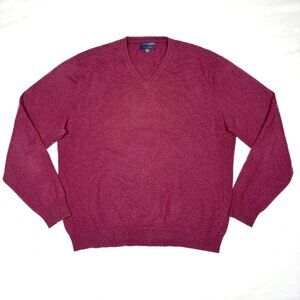 Club Room 100% Fine Cashmere Burgundy V-Neck Pullover Long Sleeve Sweater Mens L
